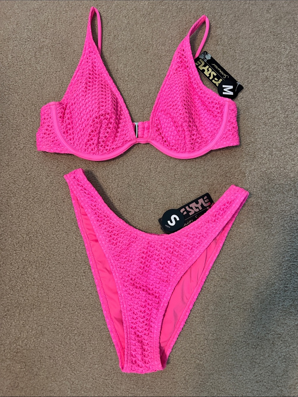 NWT surf style pink retro bikini